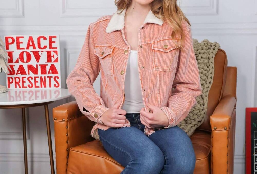 NEW SIMPLY SOUTHERN women's acid wash jacket in chesnut